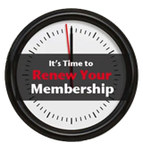 Clock with text "It's time to renew Your membership