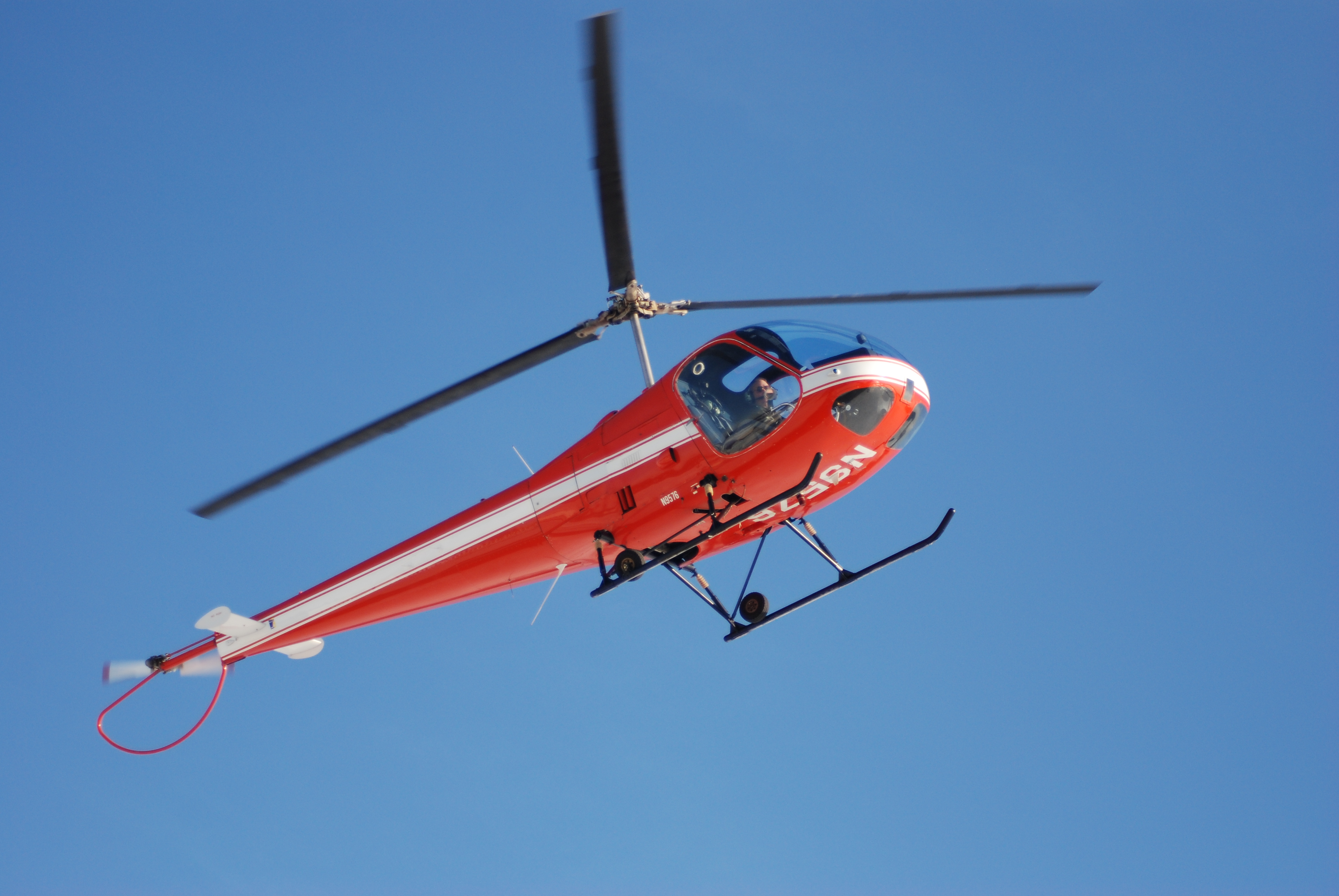 This is a 1972 Enstrom F28A (non-turbocharged) that was converted to a F28C-2 model (turbocharged and better visibility bubble) in 1980. It was operated by the Pasadena California police department until it was purchased by John Roznick in 1987. It currently has almost 11,000 hrs on it and is still maintained by the factory in Menominee, MI or by its senior technical rep.
