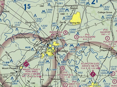 Excerpt of VFR Sectional of Hunter Field, 06TN