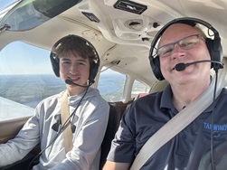 Pilot Scott Hanson and a Young Eagle over the St. Croix Valley in May 2025
