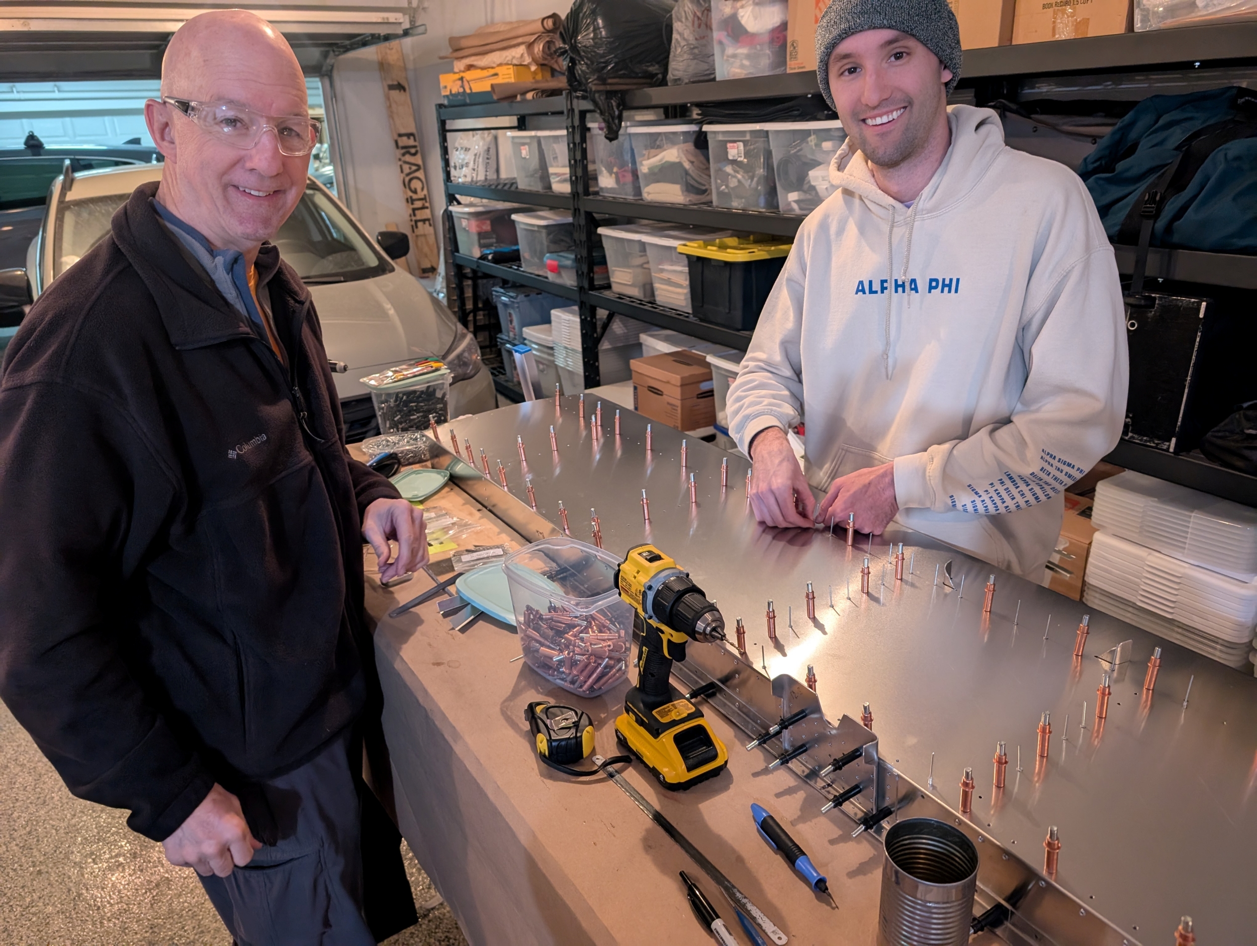 Mark Shanahan and his son, Daniel, are building a Zenith CH 750 Cruzer in Mark's Woodbury garage.