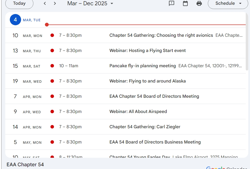 What's going on around Chapter 54 ? See the events calendar on our website.