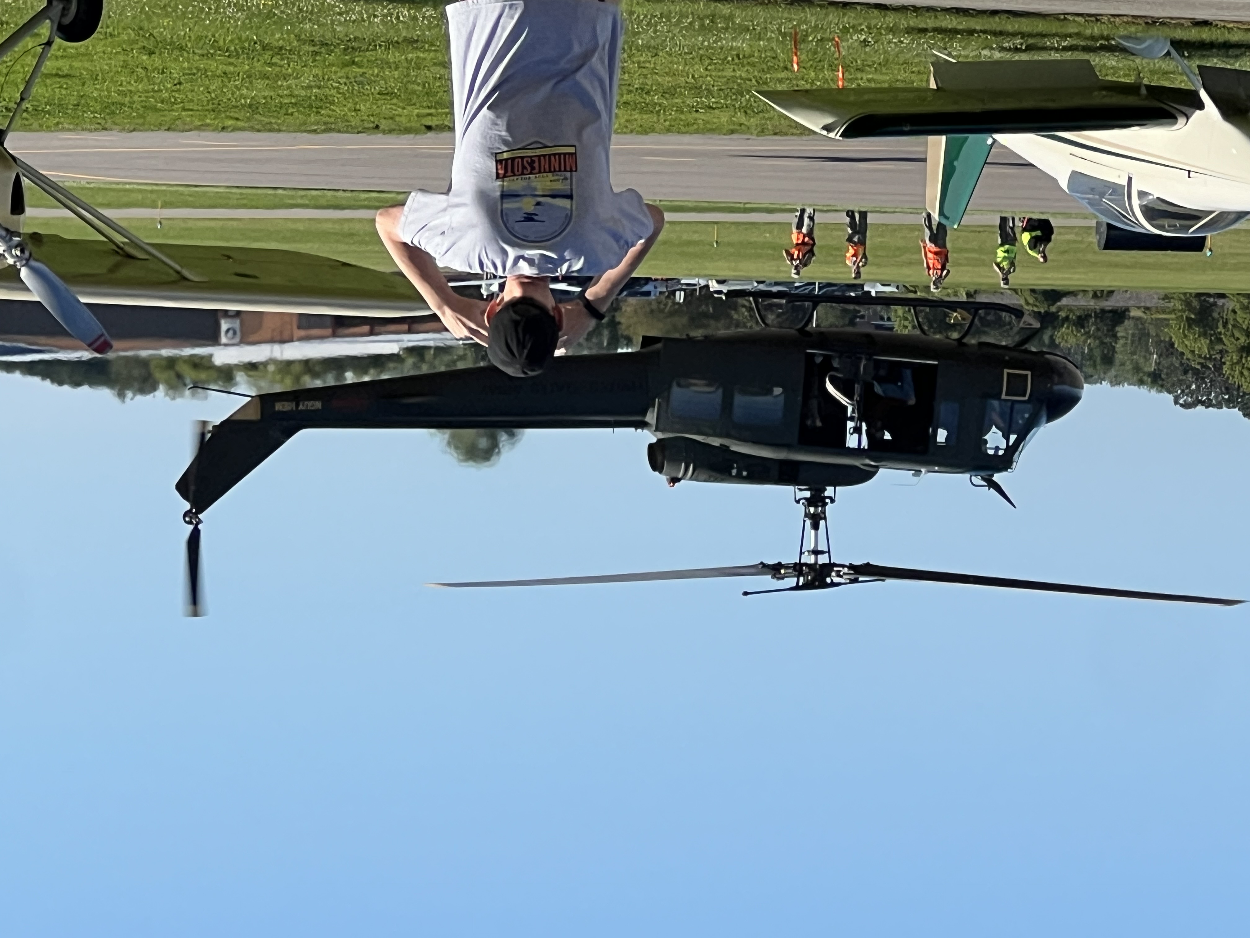 A Huey helicopter flew in during the '24 breakfast