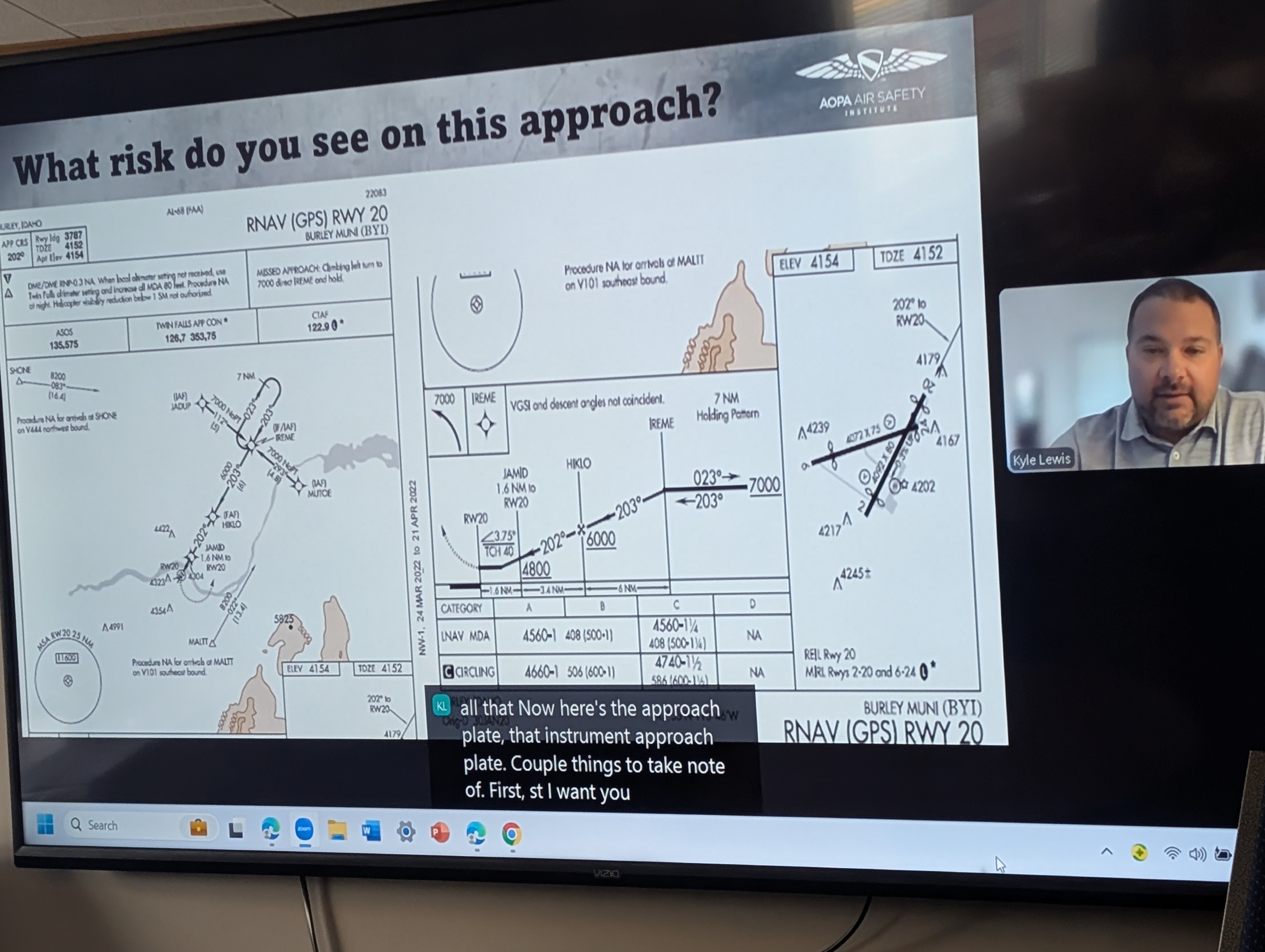 Screenshot of approach plate